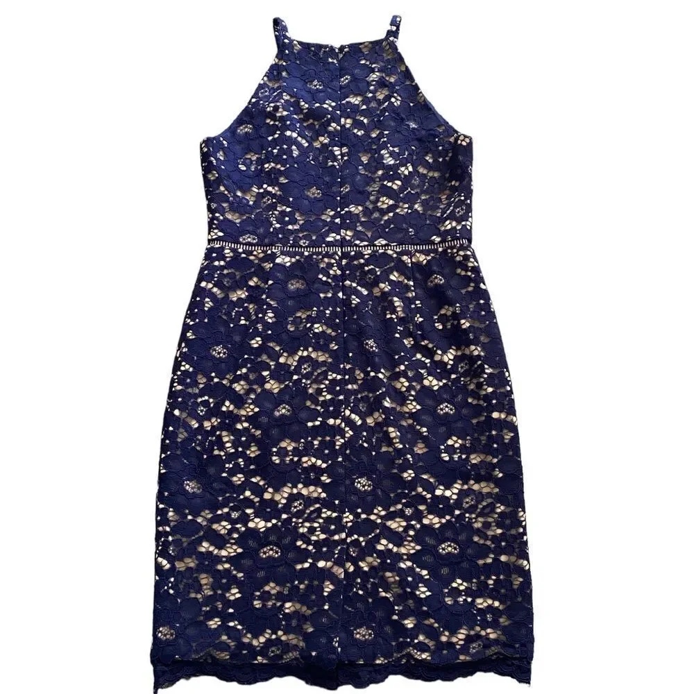 Vince Camuto | Allover Lace Halter Midi Dress, Size 12 - Picture 5 of 13